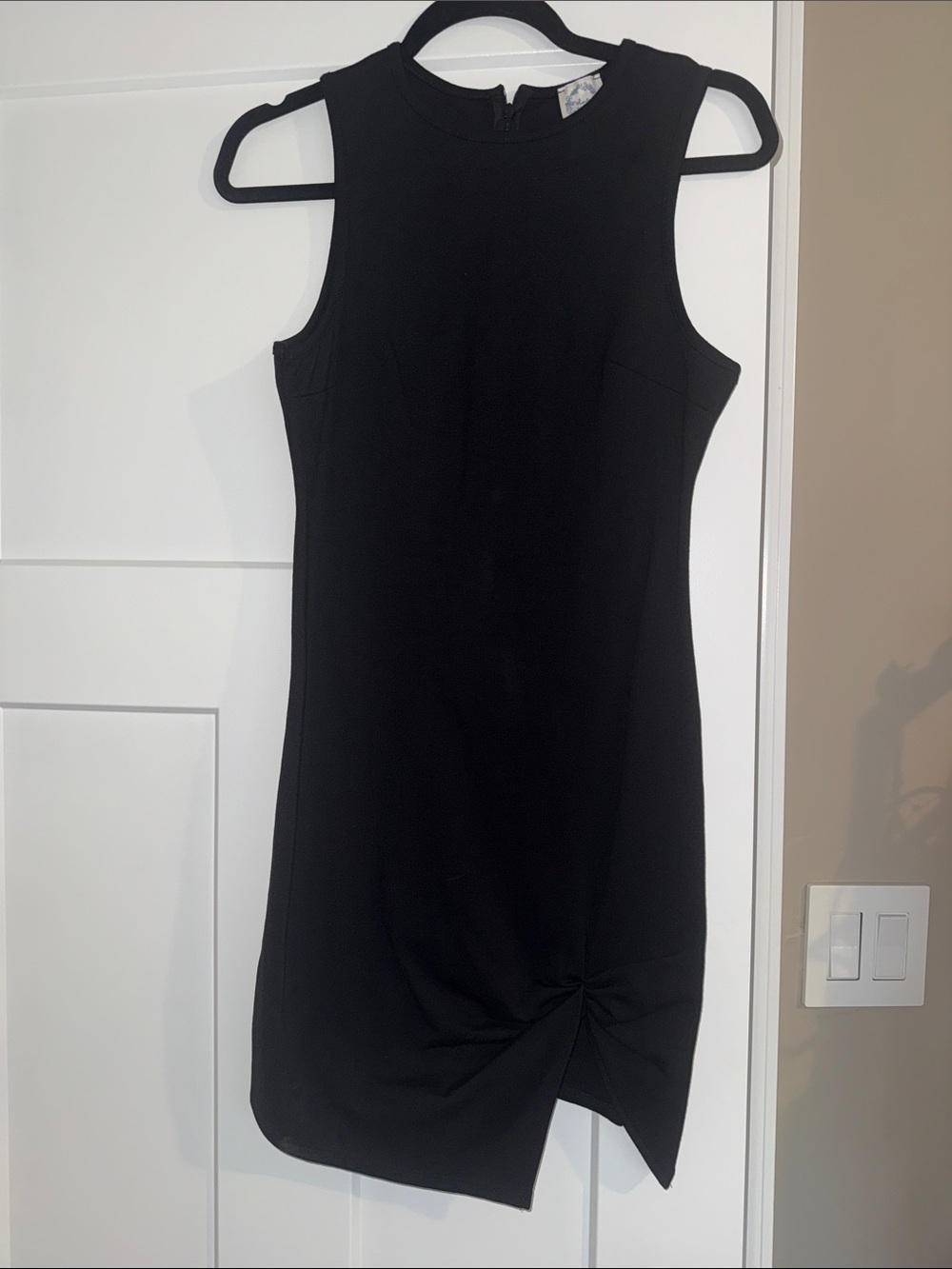 Blue Rain Black Sleeveless Twist-Detail Sheath Dress